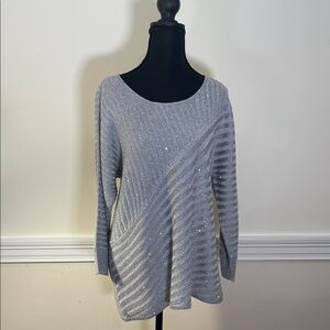 Chico's Gray Sweater with Silver Accents